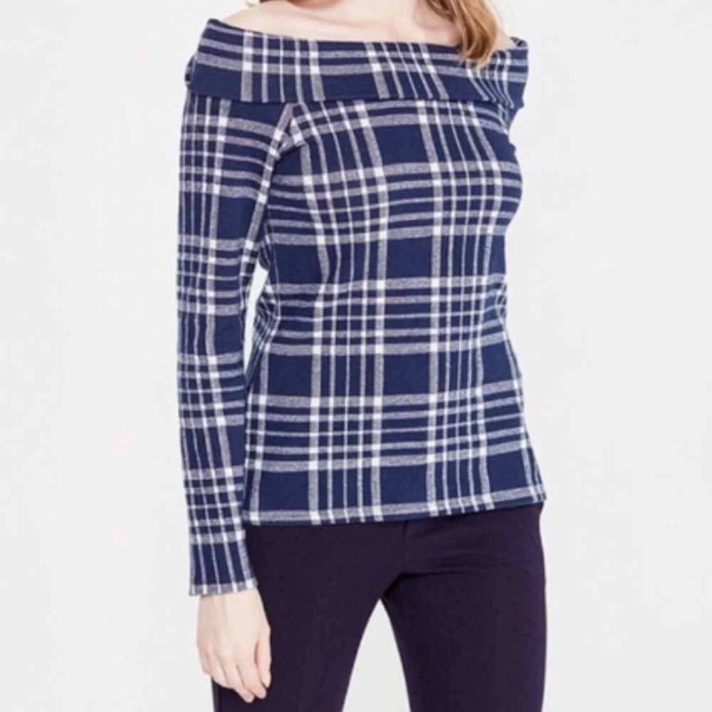 Banana Republic Off The Shoulder Plaid Top NWT!